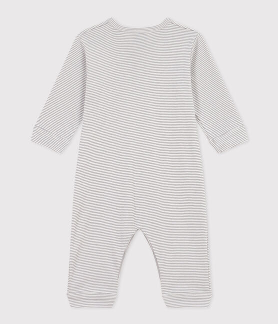 Babies' Footless Pinstriped Cotton Pyjamas PIGEON /MARSHMALLOW