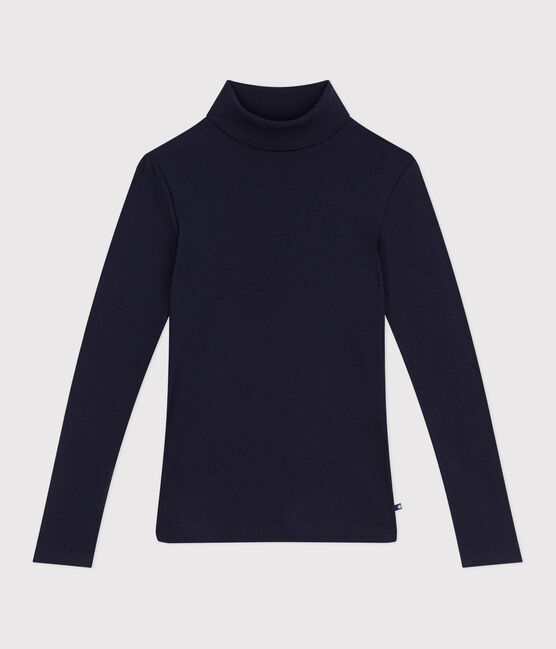 The Iconic rollneck for women in wool and cotton SMOKING blue