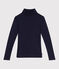 The Iconic rollneck for women in wool and cotton SMOKING blue