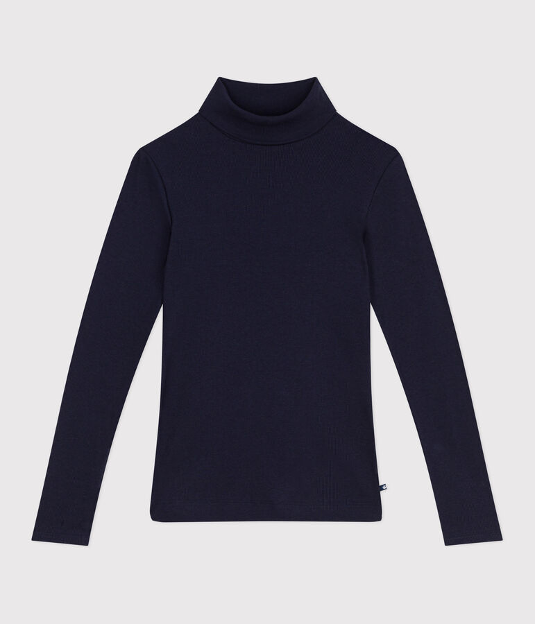 The Iconic rollneck for women in wool and cotton blue
