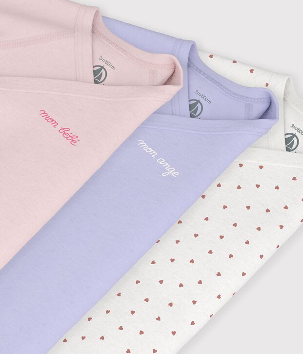 Pack of babies' long-sleeved printed cotton wrapover bodies multicolor