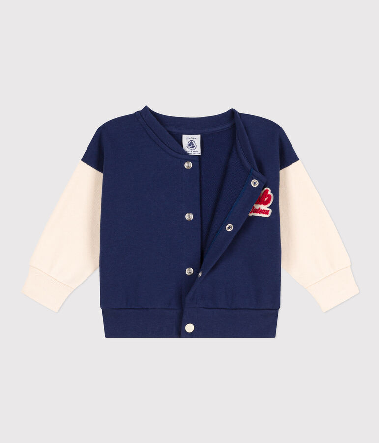 Babies' Fleece Varsity Jacket blue/ecru