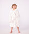Children's cotton terry bathrobe with embroidered hearts MARSHMALLOW white/TERKUIT red