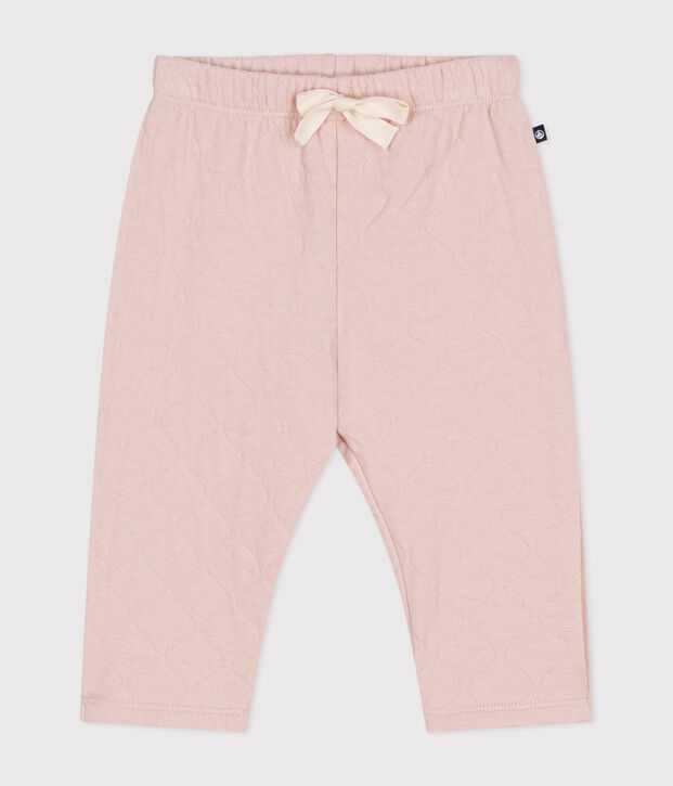 Babies' quilted tube knit trousers pink