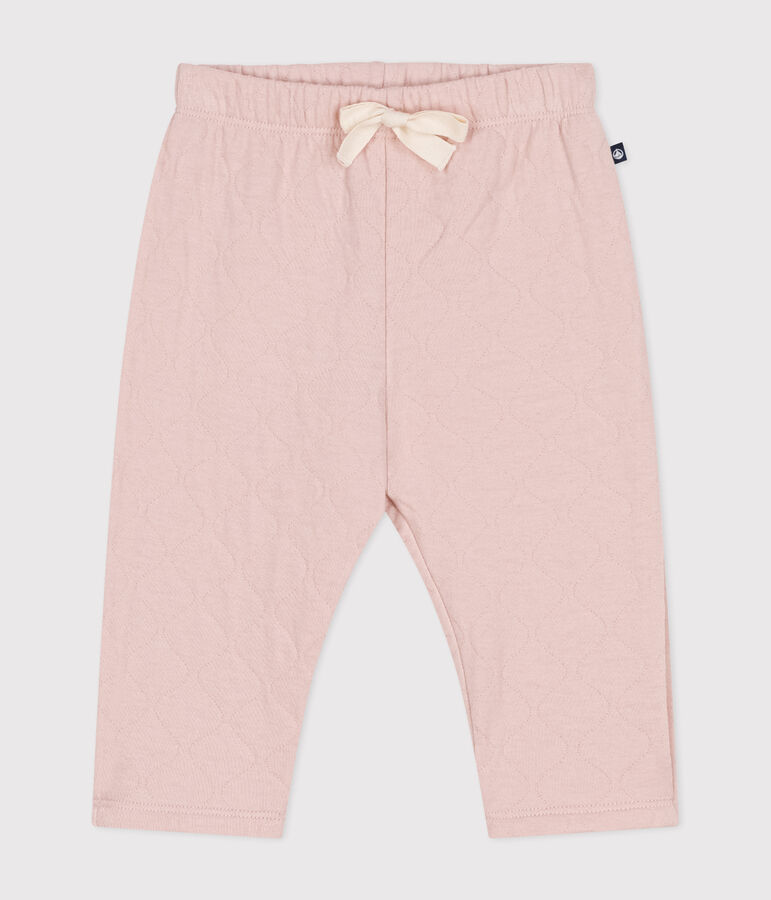 Babies' quilted tube knit trousers SALINE pink