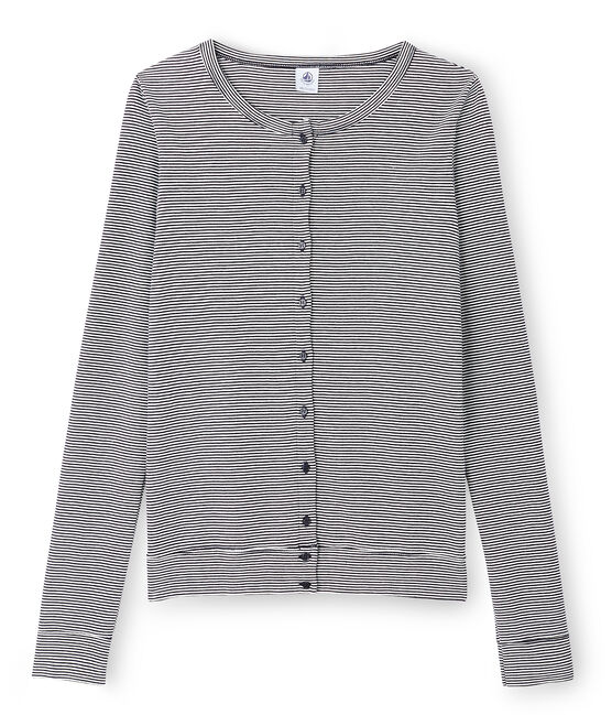 Women's Iconic Cardigan SMOKING blue/LAIT white