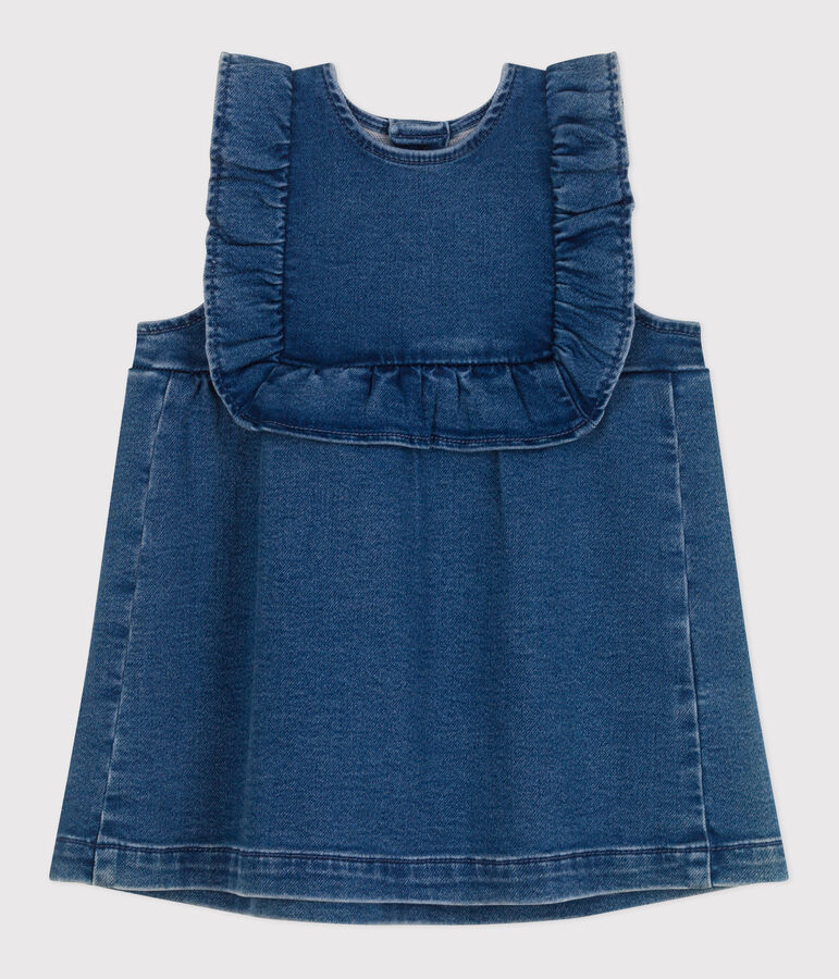 Babies' sleeveless denim dress blue