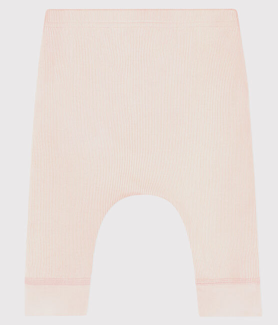 Babies' Organic Cotton 2x2 Rib Knit Leggings FLEUR pink