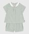 Babies' two-piece cotton gingham blouse and shorts set PAUL blue/MARSHMALLOW white