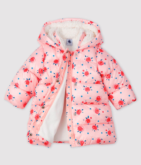 Baby girl's quilted puffer jacket MINOIS pink/MULTICO white