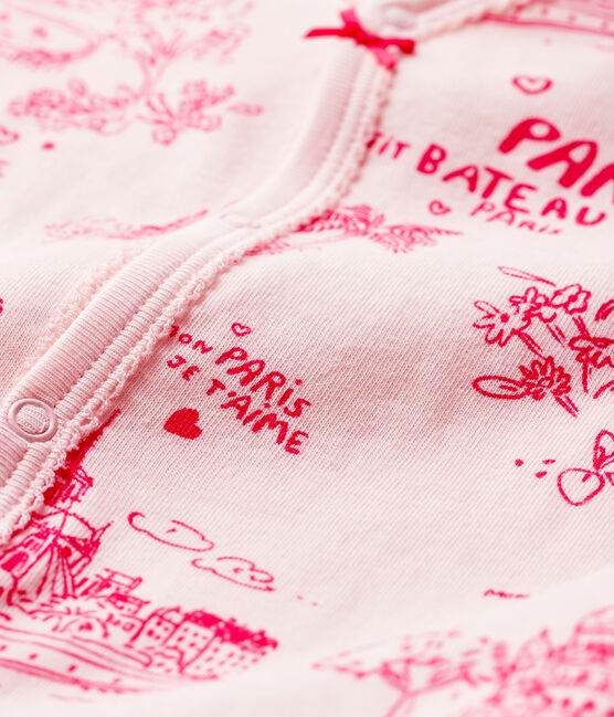 Baby Girls' Toile de Jouy Paris Tube Knit Sleepsuit FLEUR pink/GROSEILLER pink