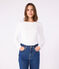 Women's iconic long-sleeved plain rib knit T-shirt ECUME white