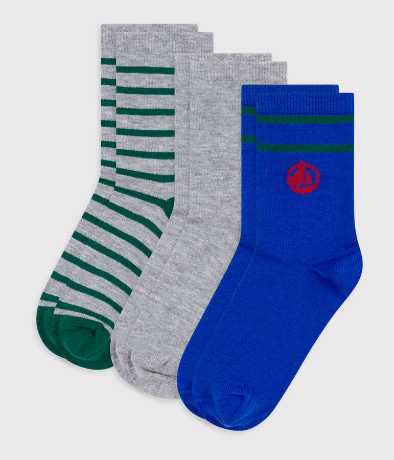 Children's stripy logo cotton socks - 3-pack multicolor