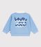 Babies' cotton sweatshirt embroidered with a seagull and a motif at the back FLO blue