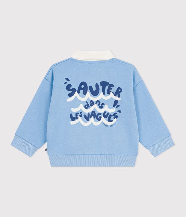 Babies' cotton sweatshirt embroidered with a seagull and a motif at the back FLO