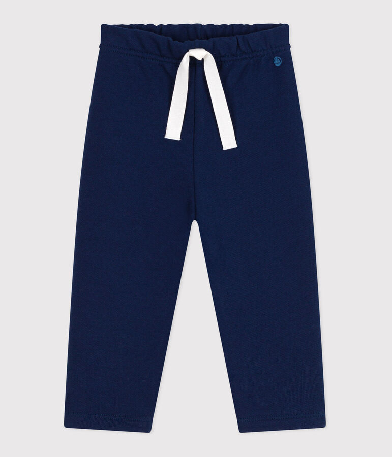 Babies' jogging bottoms in plain cotton MEDIEVAL blue