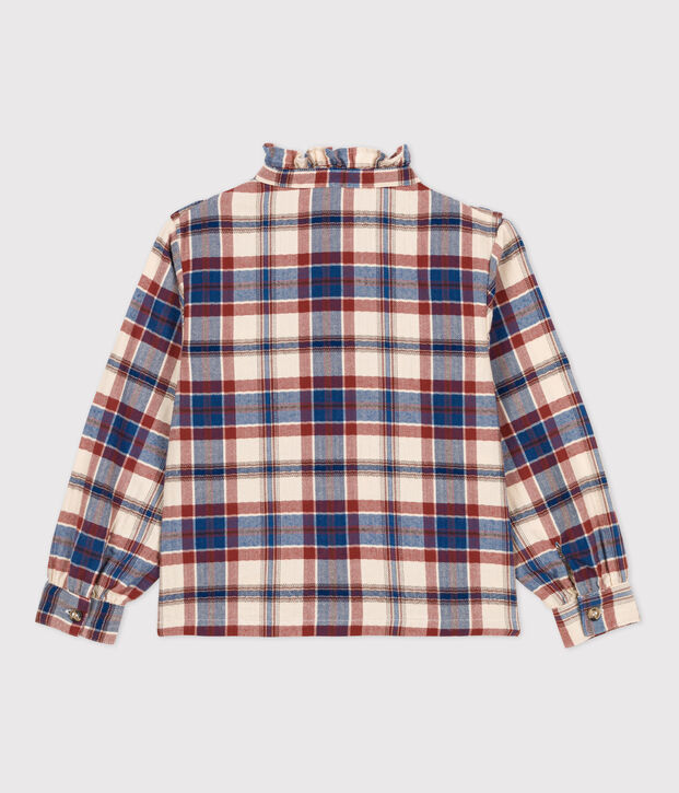 Girls' Checked Flannel Blouse Ecru/multicolor