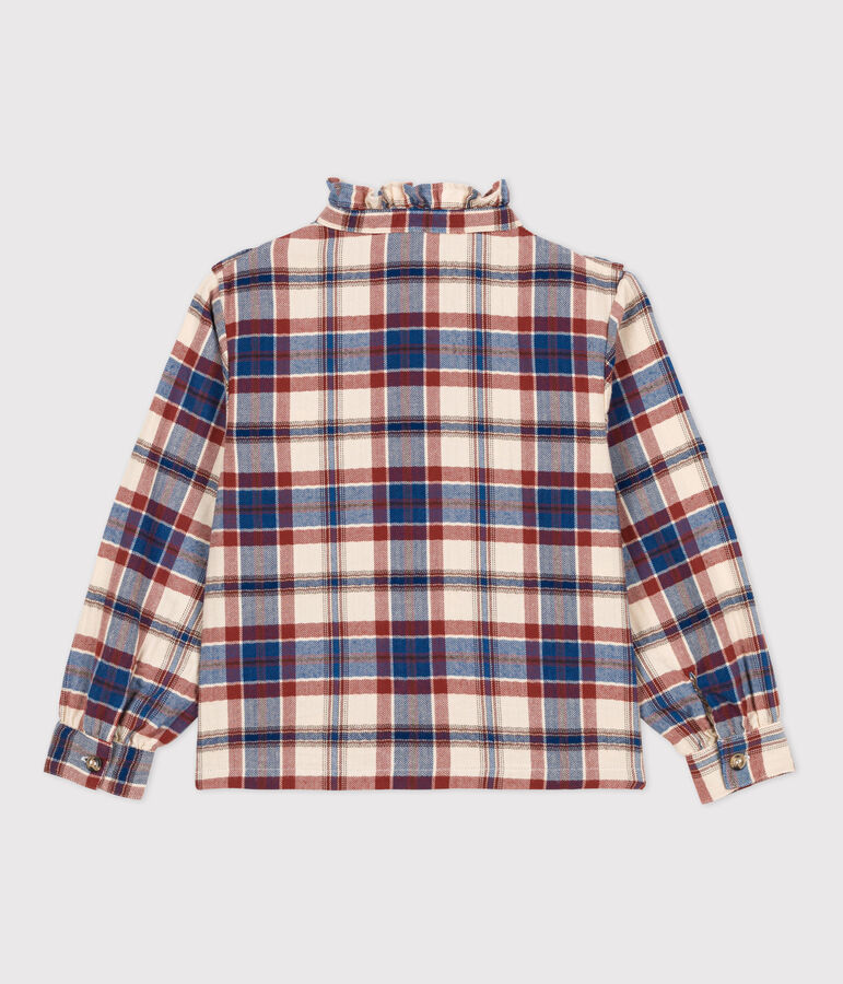 Girls' Checked Flannel Blouse Ecru/multicolor