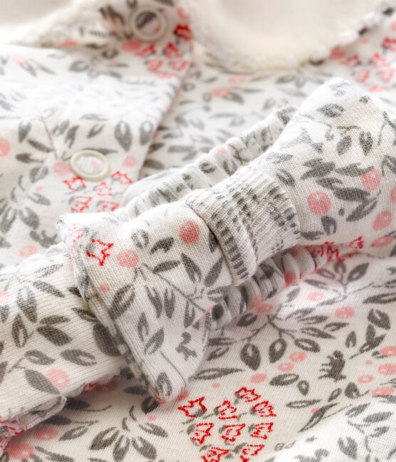 Baby girl's long sleeved print bodysuit and headband MARSHMALLOW white/MULTICO white