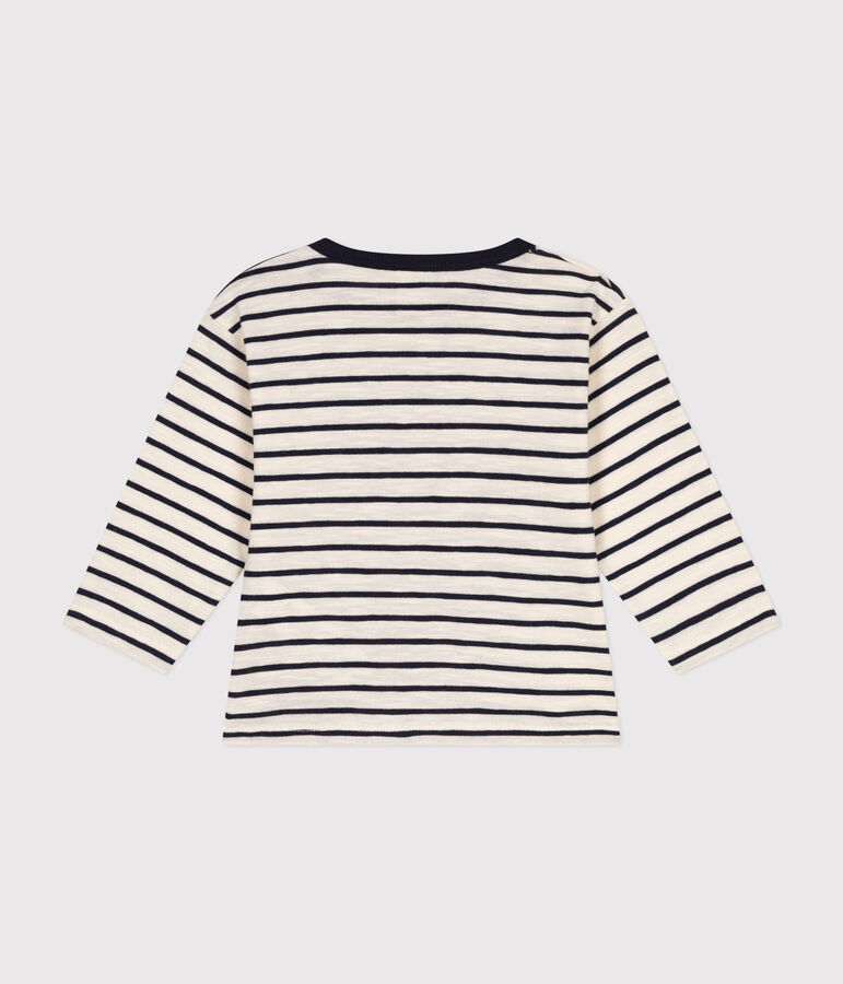 Babies' Long-Sleeved Jersey T-Shirt Ecru/blue