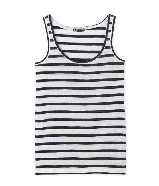 Women's Iconic Striped Linen Vest Top LAIT white/SMOKING blue