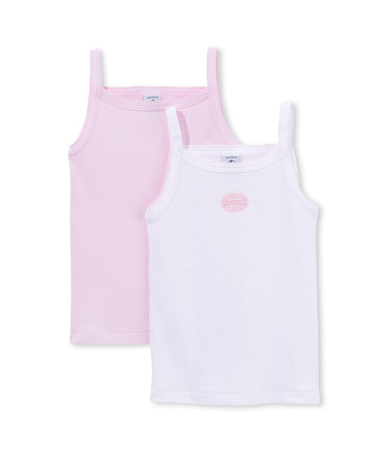 Lot de 2 débardeurs fille uni / milleraies . set