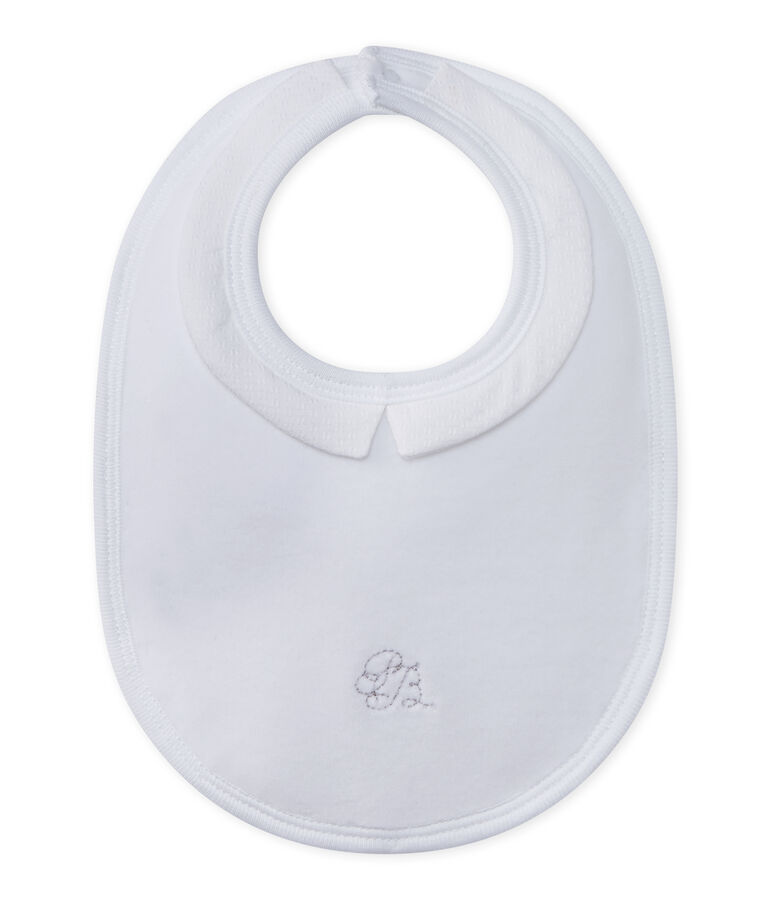 Baby's unisex bib in lined velour white