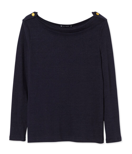 Women's linen tee SMOKING blue