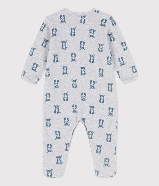 Babies' Dog Patterned Velour Sleepsuit POUSSIERE grey/ROVER