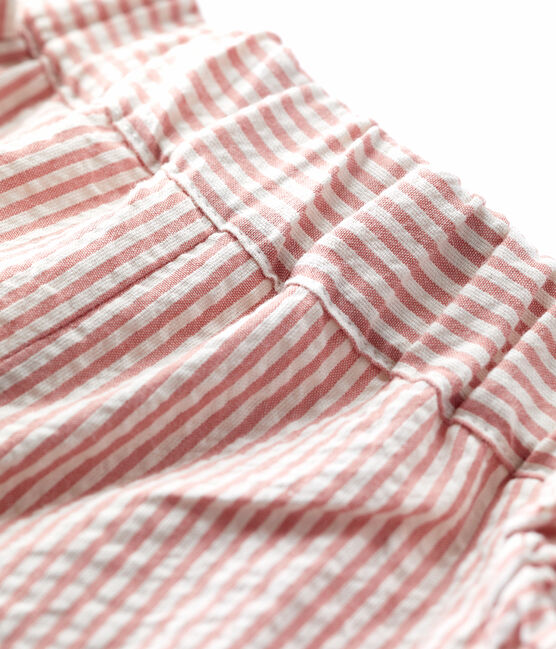Babies' Organic Striped Seersucker Shorts PAPAYE pink/MARSHMALLOW