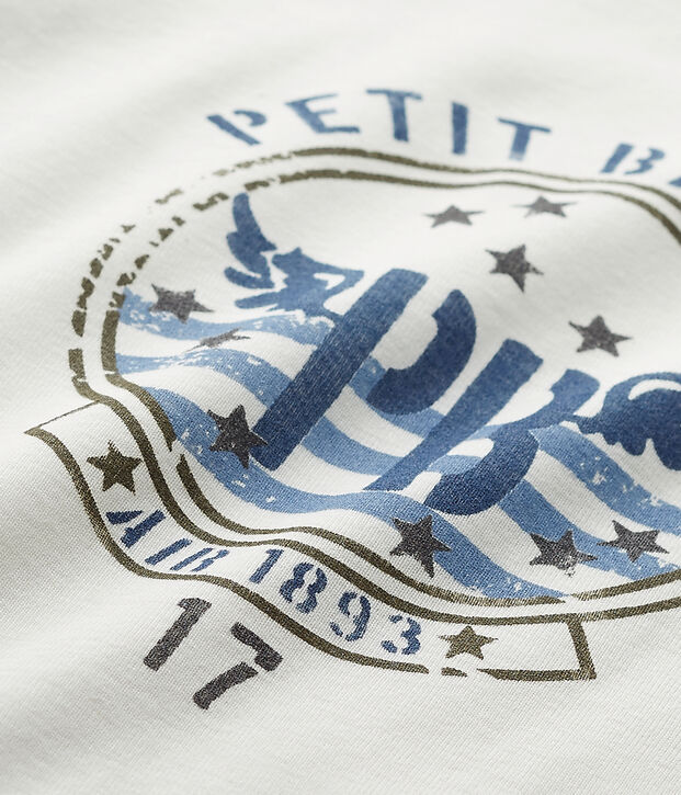 Boy's long-sleeved screen print tee white