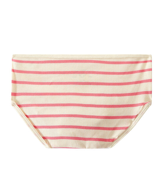 High-waisted pants with 2x2 ribbing COQUILLE beige/PETAL pink