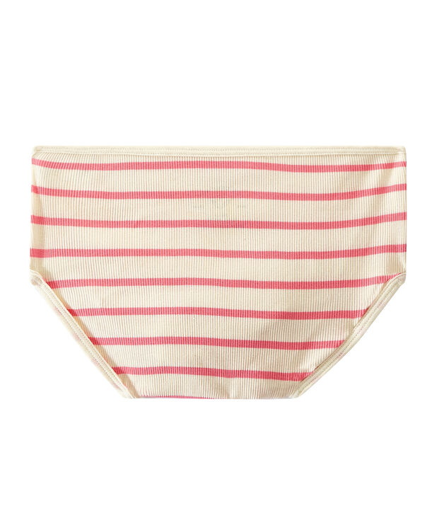 High-waisted pants with 2x2 ribbing white/pink