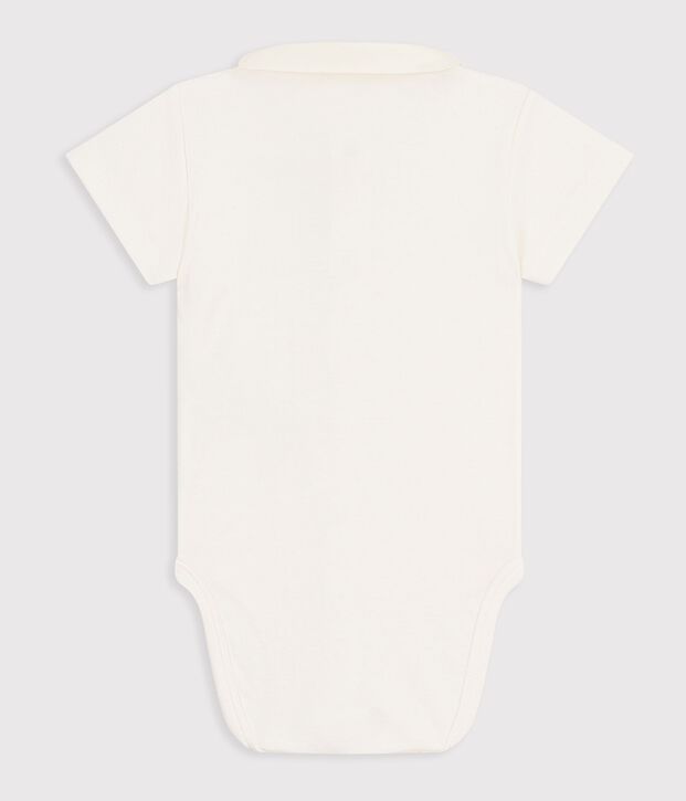 Babies' short-sleeved cotton body with embroidered details blue/blue