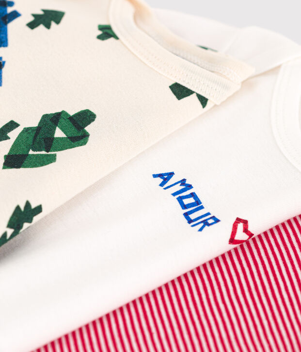 Babies' Christmas Tree Themed Long-Sleeved Cotton Bodysuits - 3-Pack multicolor