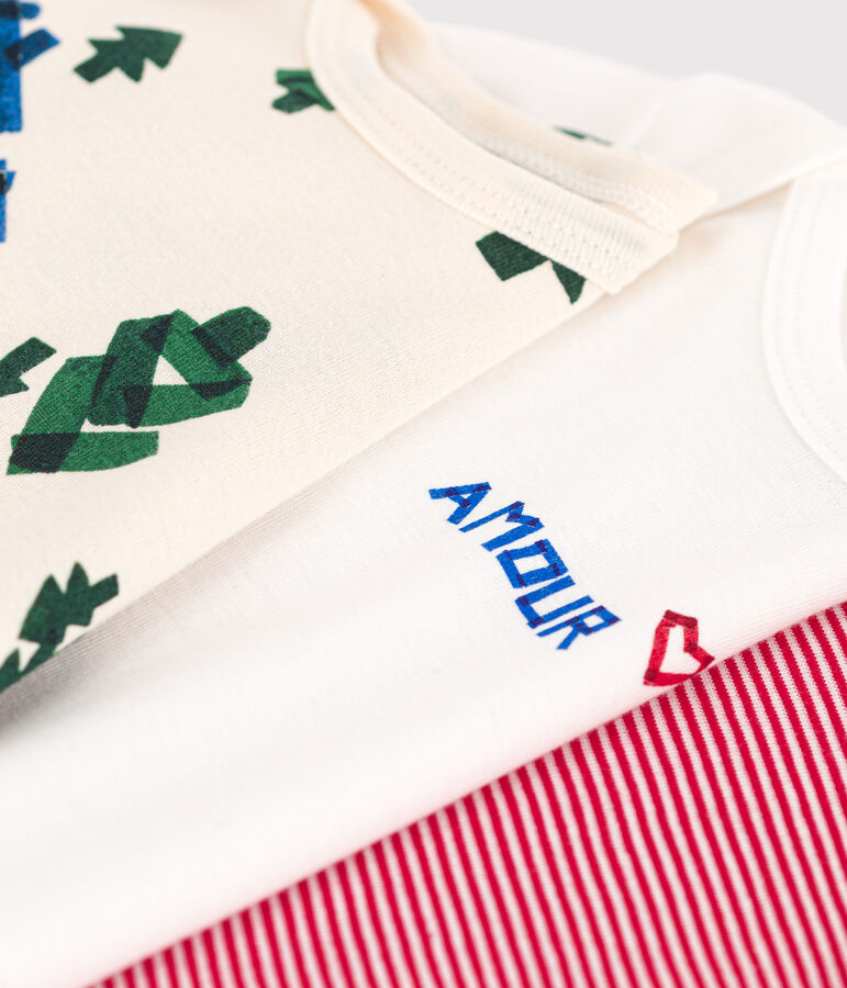 Babies' Christmas Tree Themed Long-Sleeved Cotton Bodysuits - 3-Pack multicolor