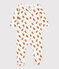 Babies' Owl Patterned Velour Sleepsuit MARSHMALLOW white/ECUREUIL