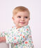 Babies' patterned fleece pyjama suit printed with mushrooms white/multicolor