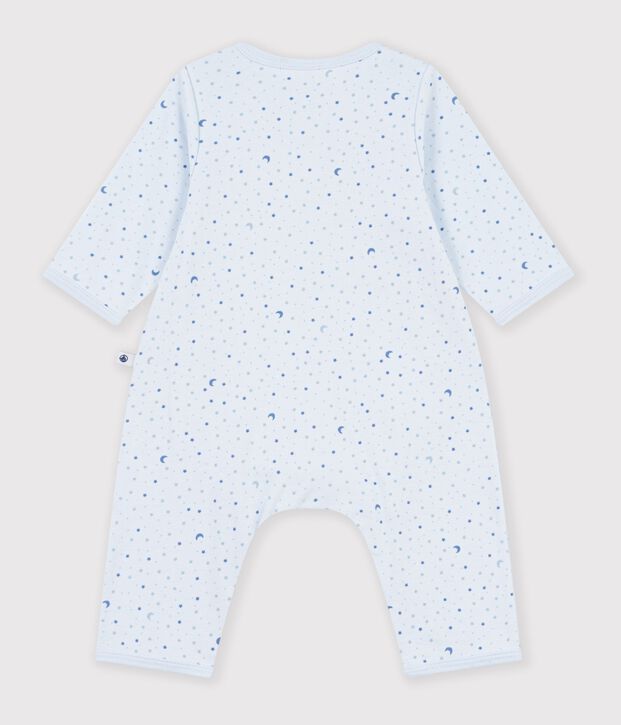 Babies' footless cotton bodyjamas printed with stars blue/multicolor