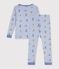 Children's snug-fitting printed cotton pyjamas blue/white/multicolor