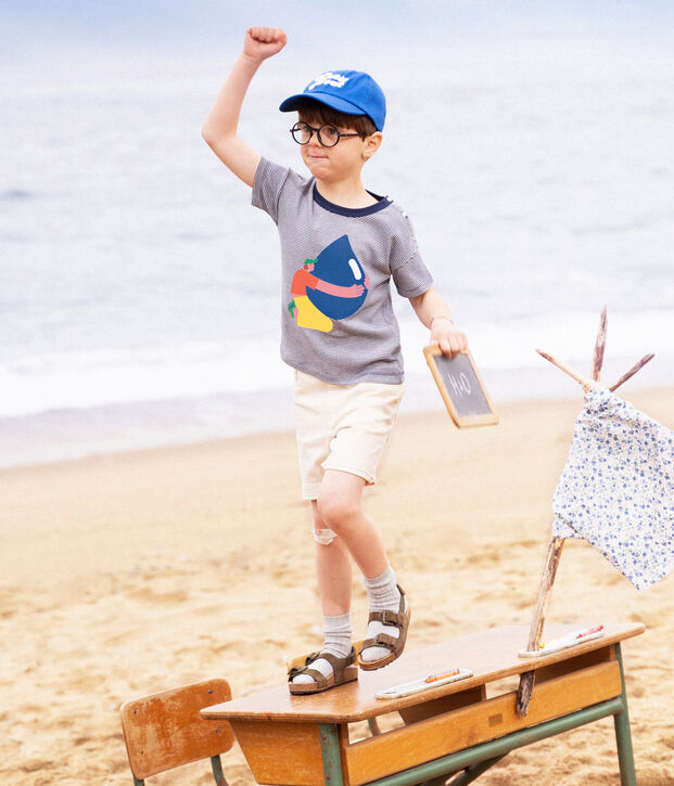 Petit Bateau x Water Family Boys' T-Shirt blue/white