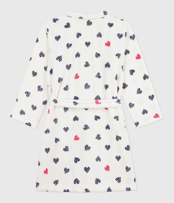 Children's printed fleece dressing gown MARSHMALLOW white/MULTICO white