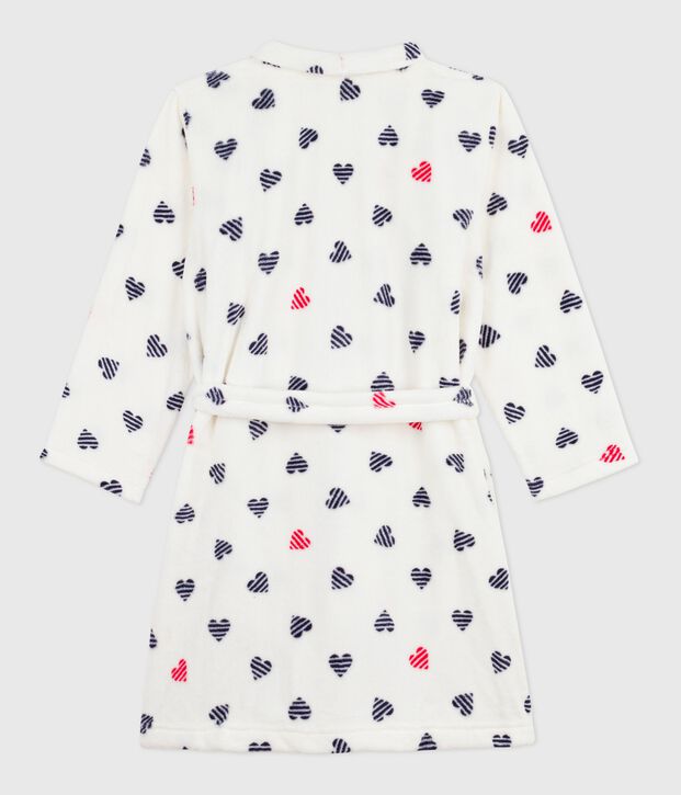 Children's printed fleece dressing gown white/multicolor