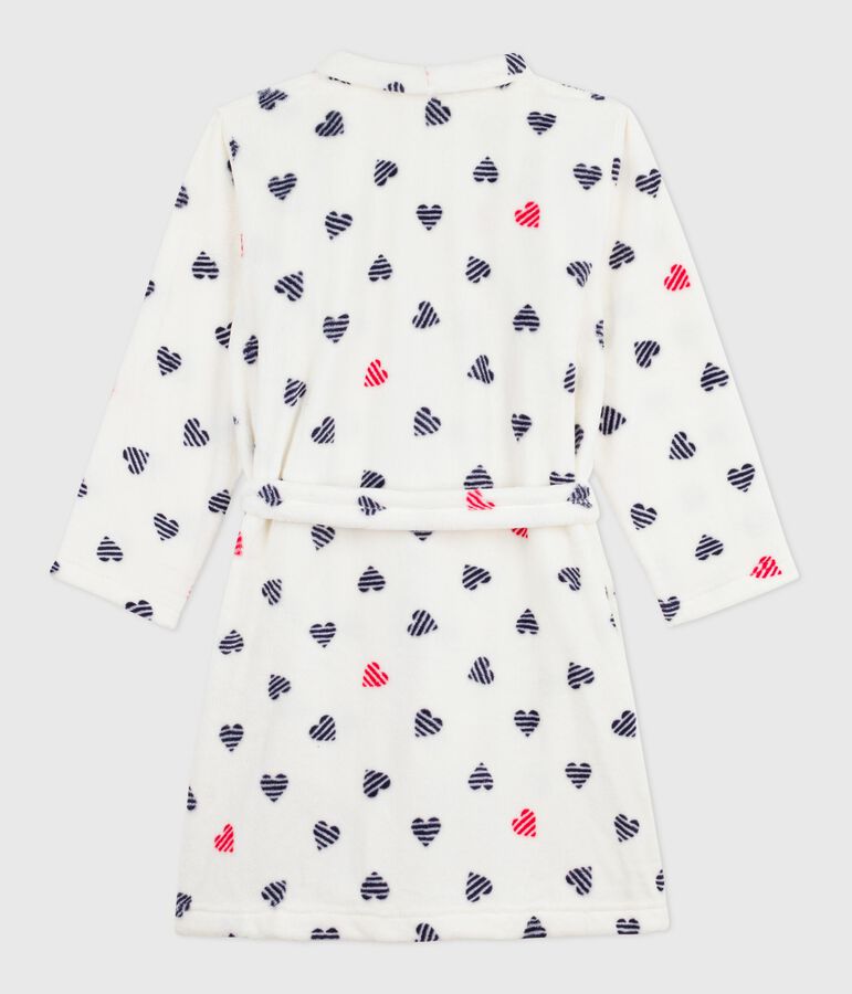Children's printed fleece dressing gown white/multicolor
