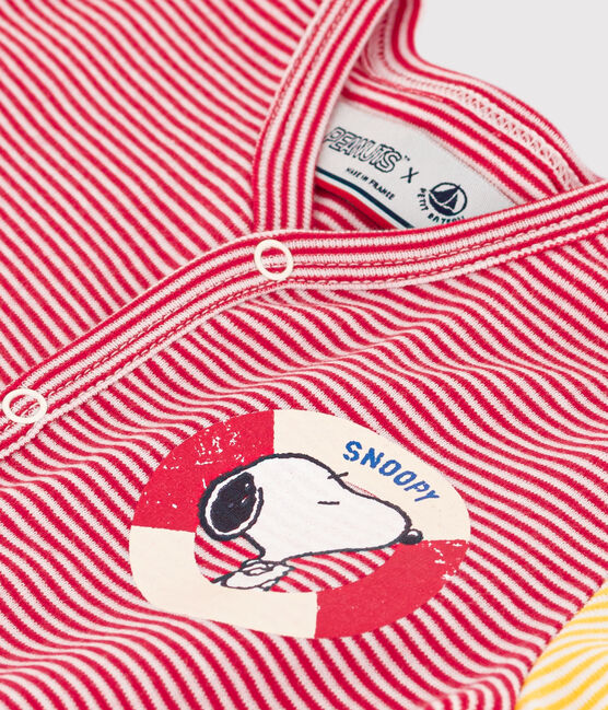 Babies' Petit Bateau X Snoopy Cotton Playsuit CORRIDA red/MARSHMALLOW white