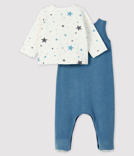 Babies' Starry Blue Velour Two-Piece TEMPETE yellow/MULTICO white