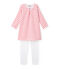 Chemise de nuit fille à rayure marinière et son legging ECUME white/CARMEN red