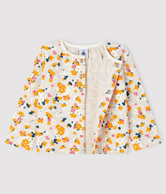 Baby girl's tubular knit cardigan MONTELIMAR beige/MULTICO white