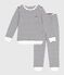 Children's stripy cotton terry pyjamas MILK blue/SOIR