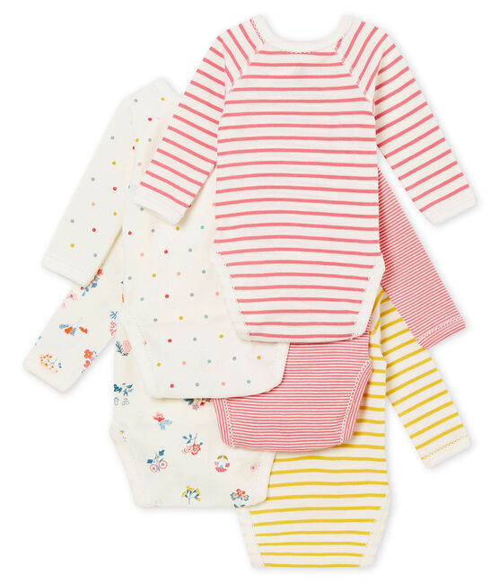 Set of 5 newborn baby girls' long sleeved bodiesuits variante 1